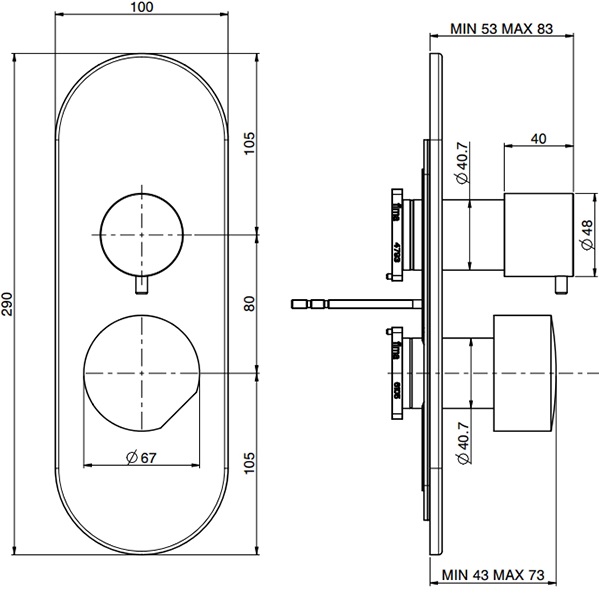 Смеситель для душа скрытого монтажа Fima Carlo Frattini So F3189X6OR (золотой)