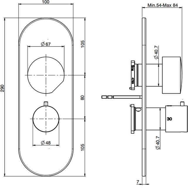 Смеситель для душа скрытого монтажа Fima Carlo Frattini So F3189X7NS (черный матовый), с термостатом