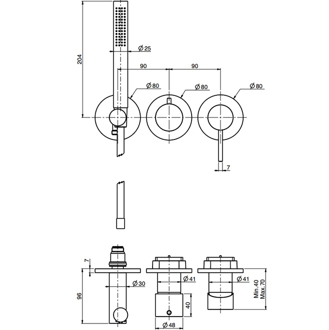 Смеситель для душа скрытого монтажа Fima Carlo Frattini Spillo Steel F3049WX8SINOX (нержавеющая сталь), на 2 источника