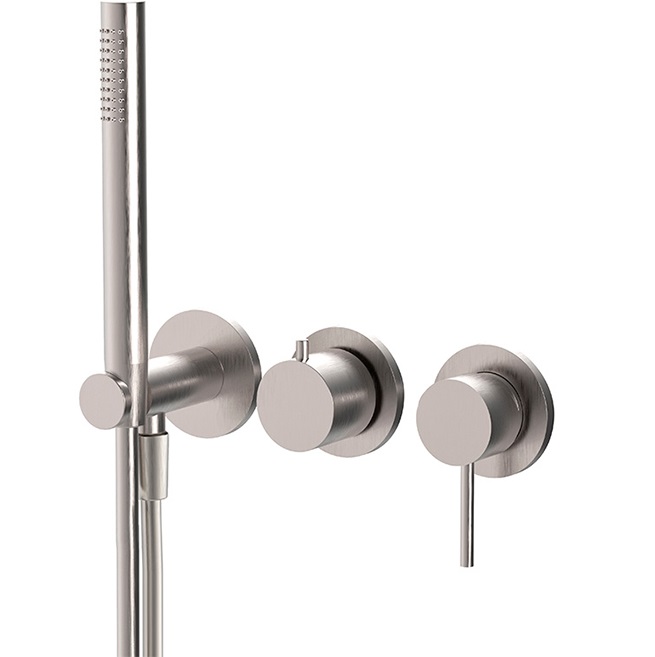 Смеситель для душа скрытого монтажа Fima Carlo Frattini Spillo Steel F3049WX8SINOX (нержавеющая сталь), на 2 источника