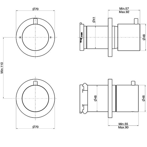 Смеситель для душа скрытого монтажа Fima Carlo Frattini Spillo Steel F3073N7INOX (нержавеющая сталь), 2 источника, с термостатом