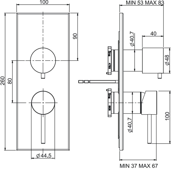 Смеситель для душа скрытого монтажа Fima Carlo Frattini Spillo Steel F3079X6INOX (нержавеющая сталь), 2/3 источника