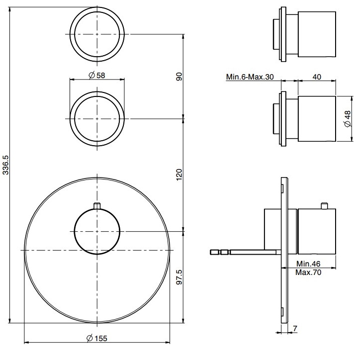 Смеситель для душа скрытого монтажа Fima Carlo Frattini Spillo Steel F3083X2INOX (нержавеющая сталь), с термостатом, 2 источника