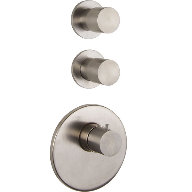 Смеситель для душа скрытого монтажа Fima Carlo Frattini Spillo Steel F3083X2INOX (нержавеющая сталь), с термостатом, 2 источника