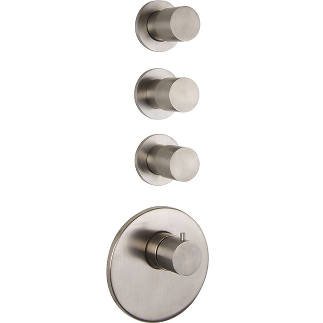 Смеситель для душа скрытого монтажа Fima Carlo Frattini Spillo Steel F3083X3INOX (нержавеющая сталь), с термостатом, 3 источника