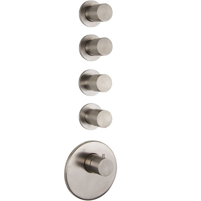 Смеситель для душа скрытого монтажа Fima Carlo Frattini Spillo Steel F3083X4INOX (нержавеющая сталь), с термостатом, 4 источника