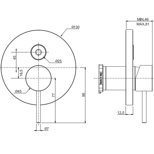 Смеситель для душа скрытого монтажа Fima Carlo Frattini Spillo Up F3039E2NS (черный матовый), на 2 источника