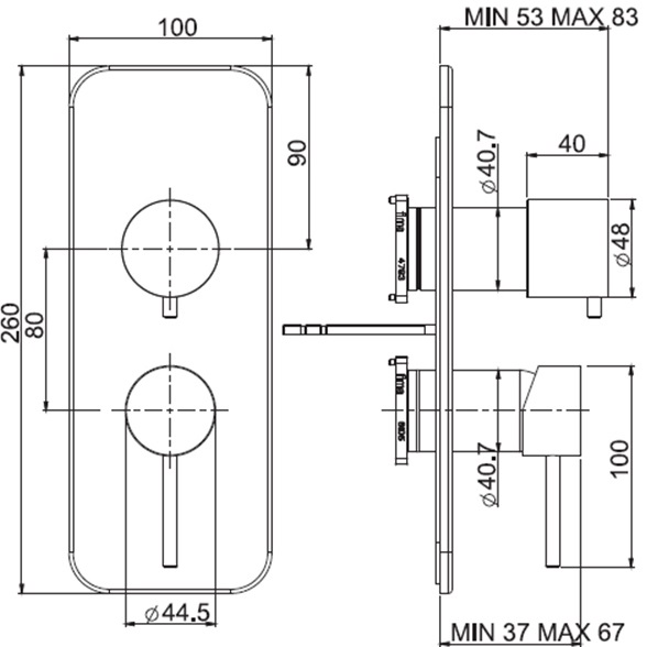 Смеситель для душа скрытого монтажа Fima Carlo Frattini Spillo Up F3039X6CR (хром), на 2/3 источника