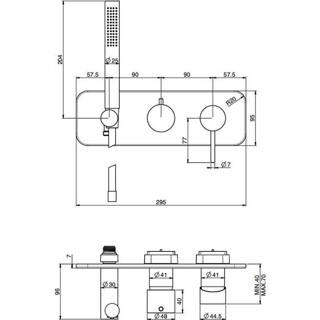 Смеситель для душа скрытого монтажа Fima Carlo Frattini Spillo Up F3049WX2OR (золотой)