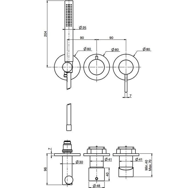 Смеситель для душа скрытого монтажа Fima Carlo Frattini Spillo Up F3049WX8OR (золотой)
