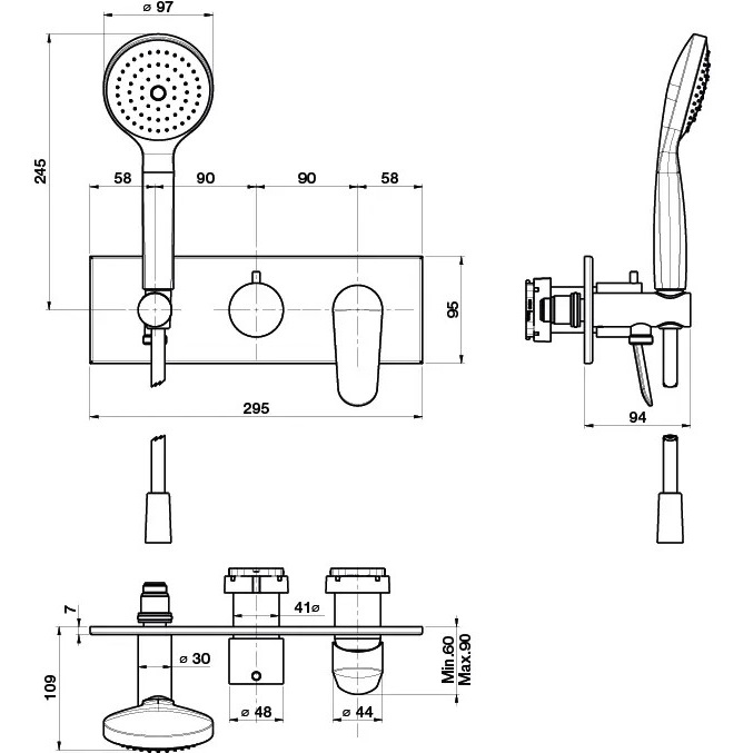 Смеситель для душа скрытого монтажа Fima Carlo Frattini Spot F3019WX2CR (хром)