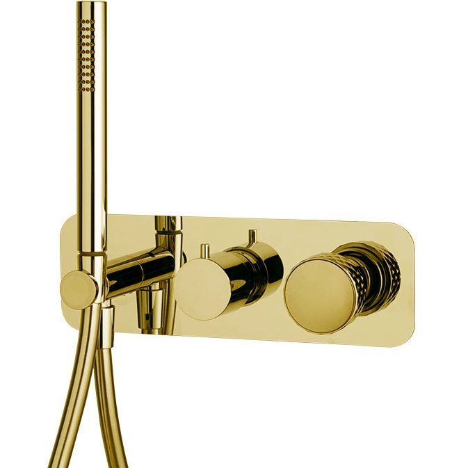 Смеситель для душа скрытого монтажа Fima Carlo Frattini Texture Collection F5619WX2HOR (золотой)
