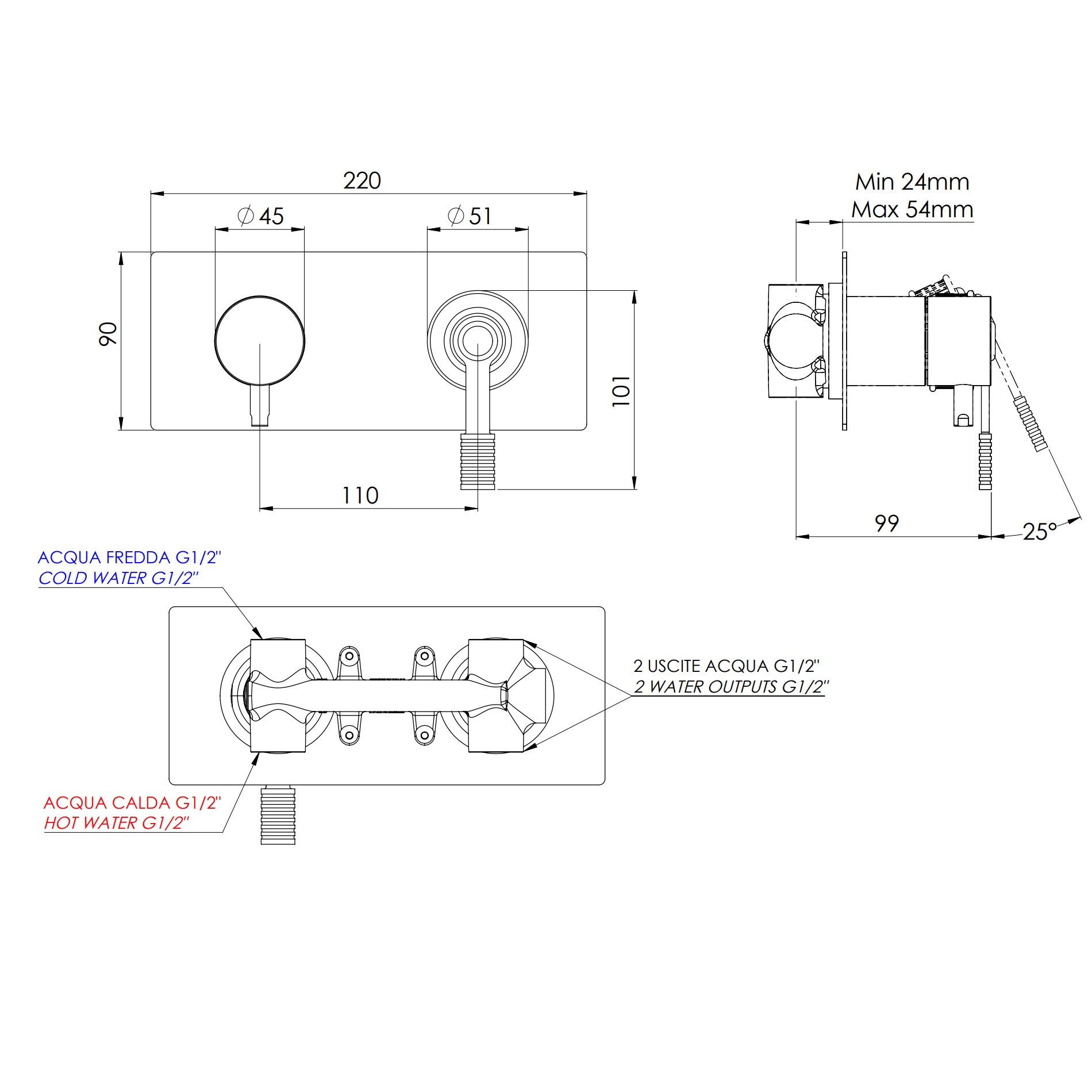 Смеситель для душа скрытого монтажа Remer Atelier AL92ZRP (медь брашированная)