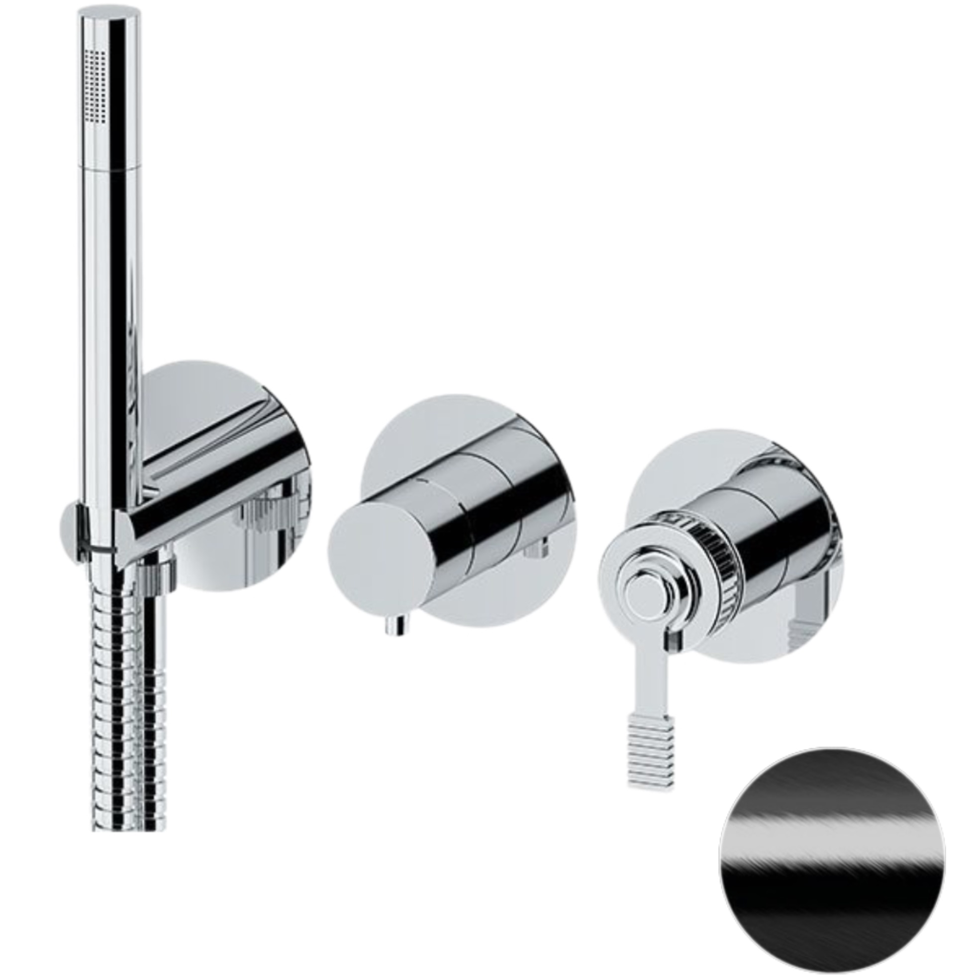 Смеситель для душа скрытого монтажа Remer Atelier AL97D2PCFP (черный брашированный хром)