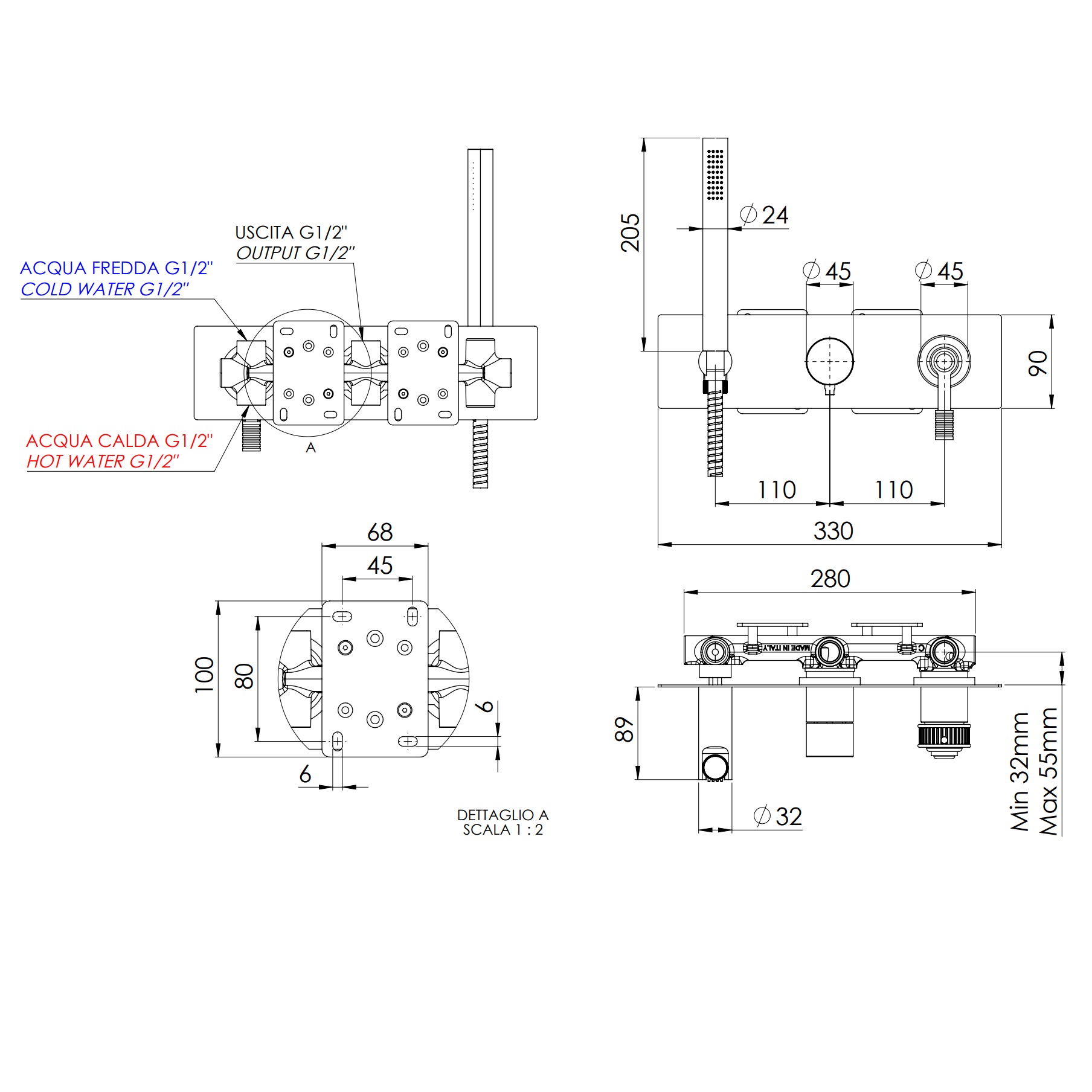 Смеситель для душа скрытого монтажа Remer Atelier AL97D3BO (белый матовый)
