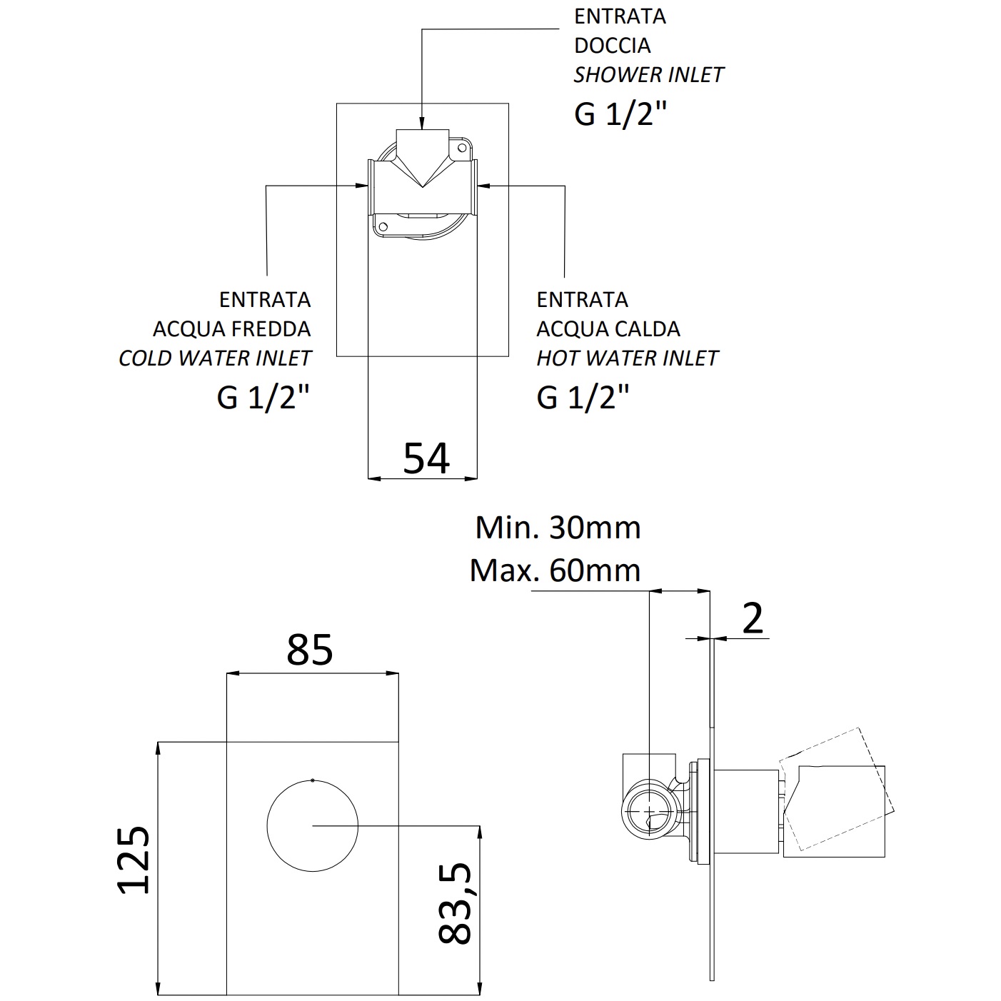 Смеситель для душа скрытого монтажа Remer Edge EG530BG (золото брашированное)