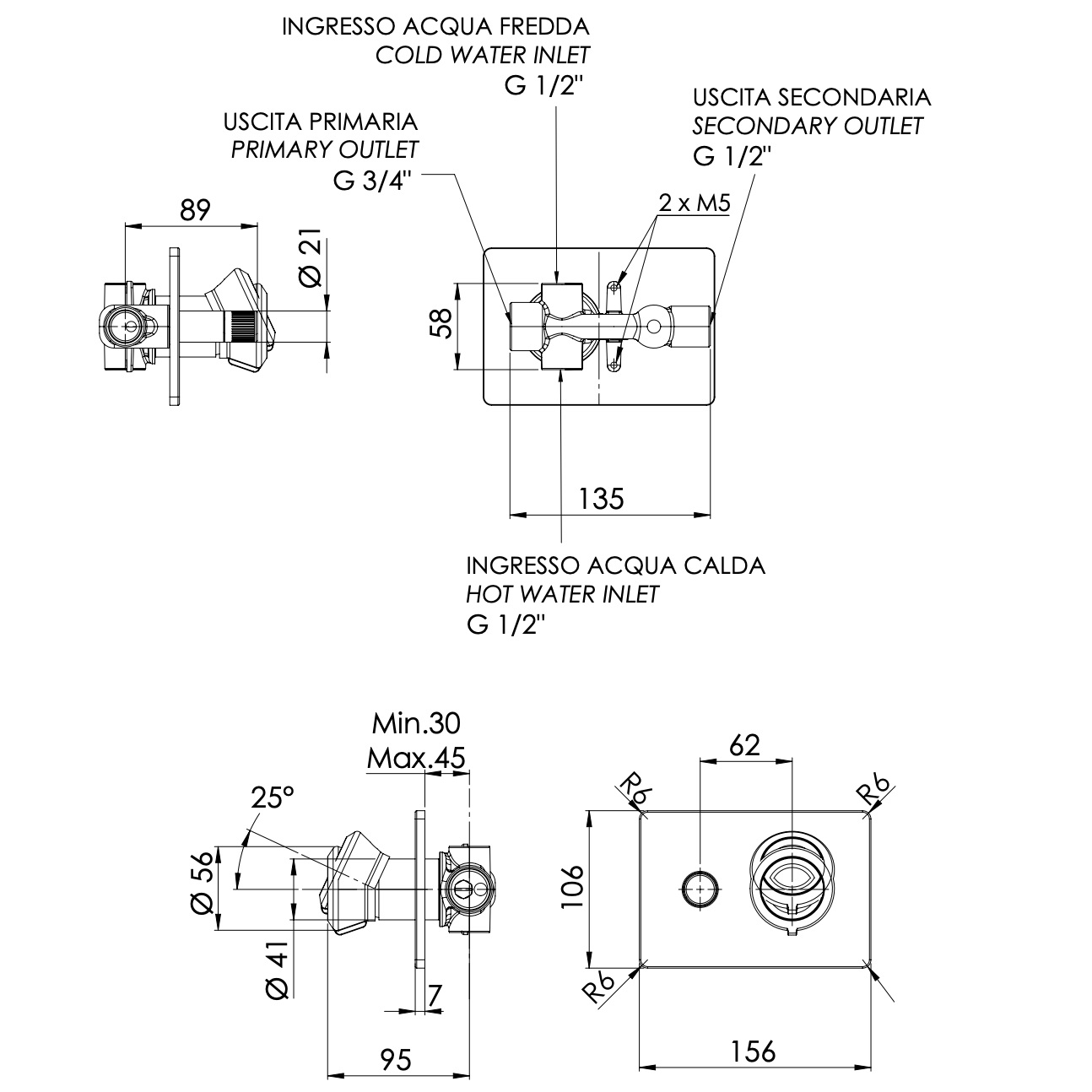 Смеситель для душа скрытого монтажа Remer Element ET09HRG (хром)