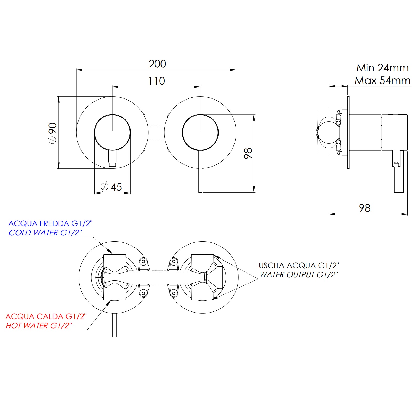 Смеситель для душа скрытого монтажа Remer Metrica MC92ZPBO (белый матовый)