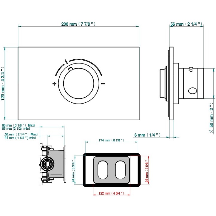 Смеситель для душа скрытого монтажа THG Infini white porcelain U2D-A02-5100B (хром), с термостатом