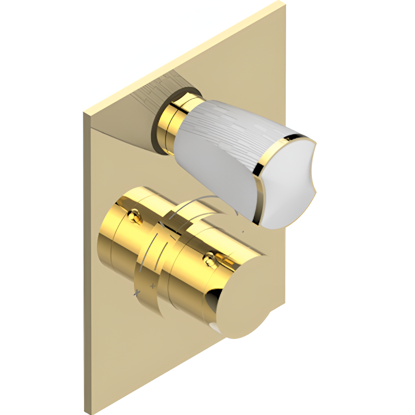 Смеситель для душа скрытого монтажа THG Infini white porcelain U2D-H53-5300BE (золотой, белый), с термостатом