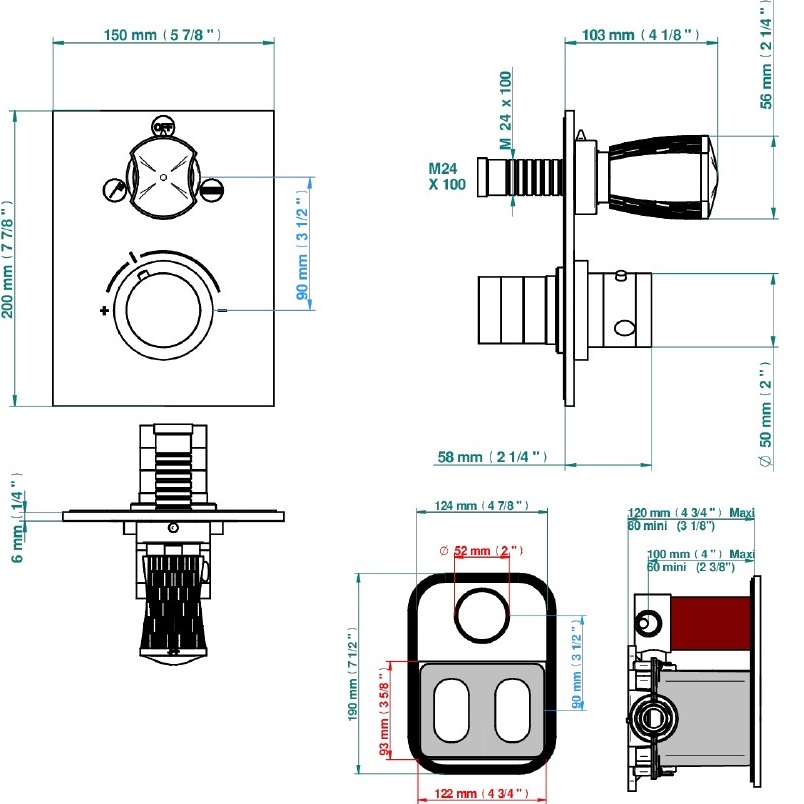 Смеситель для душа скрытого монтажа THG Infini white porcelain with platinum U2E-A02-5500BE (хром, белый, платина), с термостатом, на 2 источника