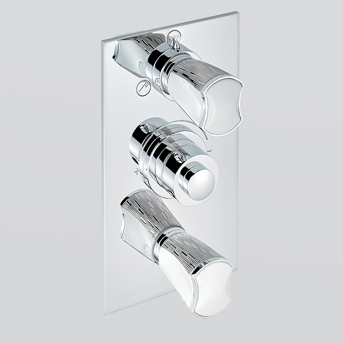 Смеситель для душа скрытого монтажа THG Infini white porcelain with platinum U2E-A02-5540BE (хром, белый, платина), с термостатом, на 3 источника