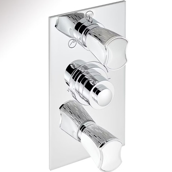 Смеситель для душа скрытого монтажа THG Infini white porcelain with platinum U2E-A02-5540BE (хром, белый, платина), с термостатом, на 3 источника