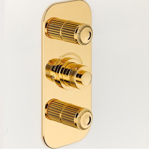 Смеситель для душа скрытого монтажа THG Malmaison metal U93-F01-5400BE (золотой), с термостатом, на 2 источника