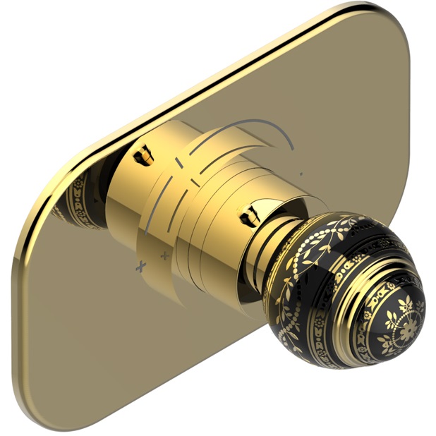 Смеситель для душа скрытого монтажа THG Marquise porcelaine noire A7F-F01-5100B (золотой, черный фарфор), с термостатом