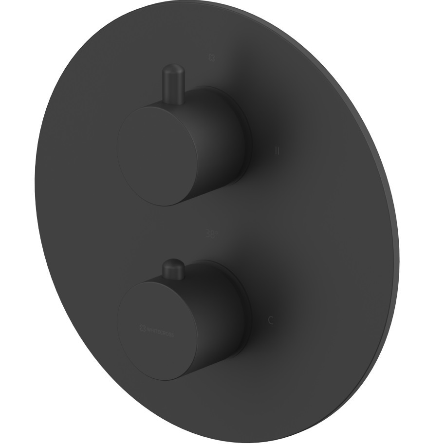 Смеситель для душа скрытого монтажа Whitecross Серия Y Y1236BL (черный матовый), с термостатом, 2 источника