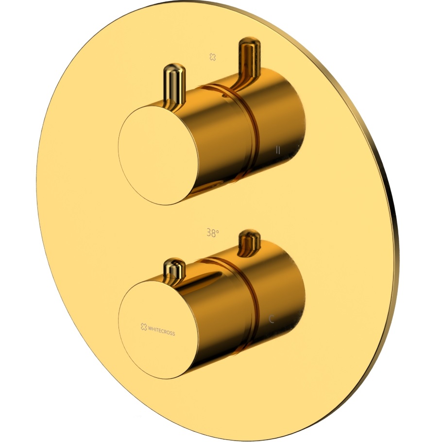Смеситель для душа скрытого монтажа Whitecross Серия Y Y1236GL (золотой), с термостатом, 2 источника