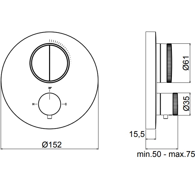 Смеситель для душа встраиваемый Almar Core E176632.AB (черный металл брашированный), с термостатом
