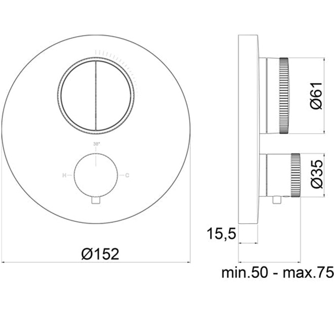 Смеситель для душа встраиваемый Almar Core E176632.CO (медь брашированная), с термостатом