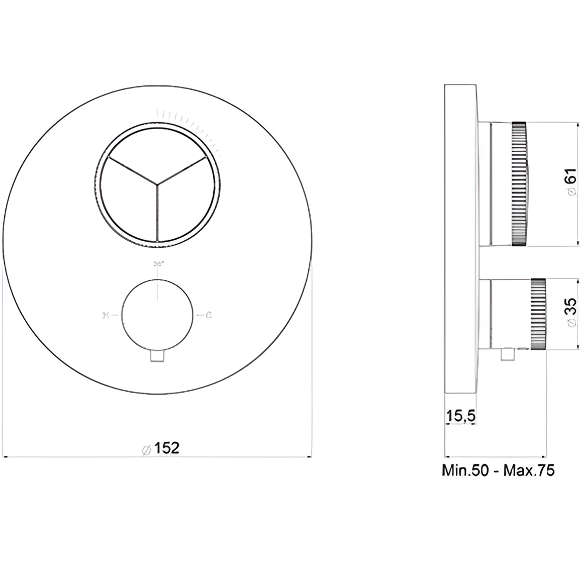 Смеситель для душа встраиваемый Almar Core E176633.CR (хром), с термостатом