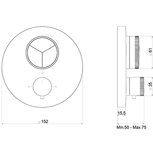 Смеситель для душа встраиваемый Almar Core E176633.MB (черный матовый), с термостатом