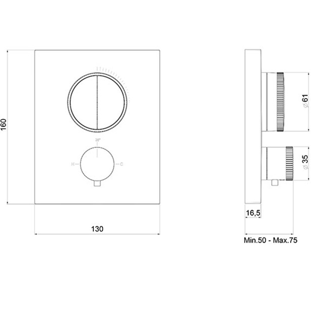 Смеситель для душа встраиваемый Almar Core E176682.AB (черный металл брашированный), с термостатом