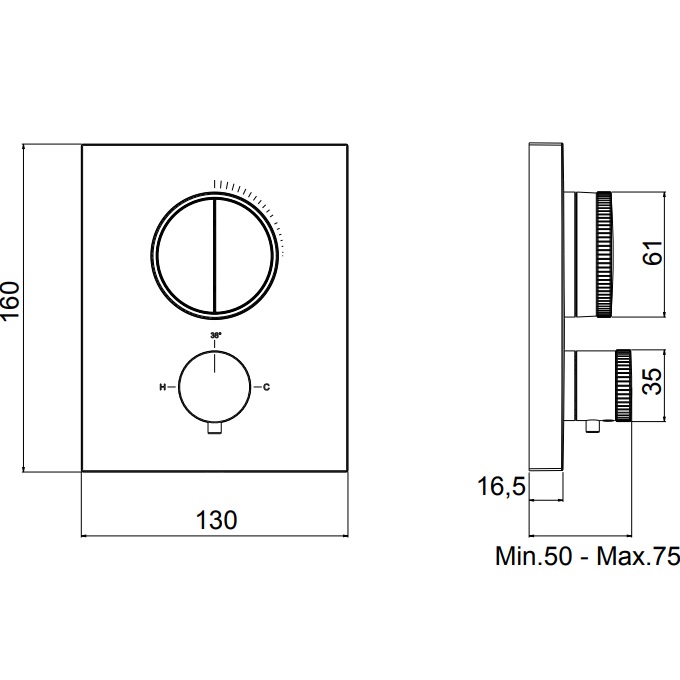 Смеситель для душа встраиваемый Almar Core E176682.CO (медь брашированная), с термостатом