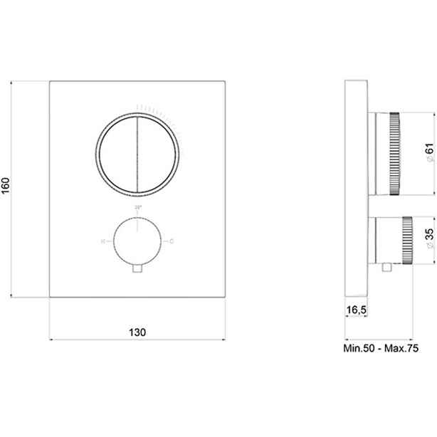 Смеситель для душа встраиваемый Almar Core E176682.CR (хром), с термостатом