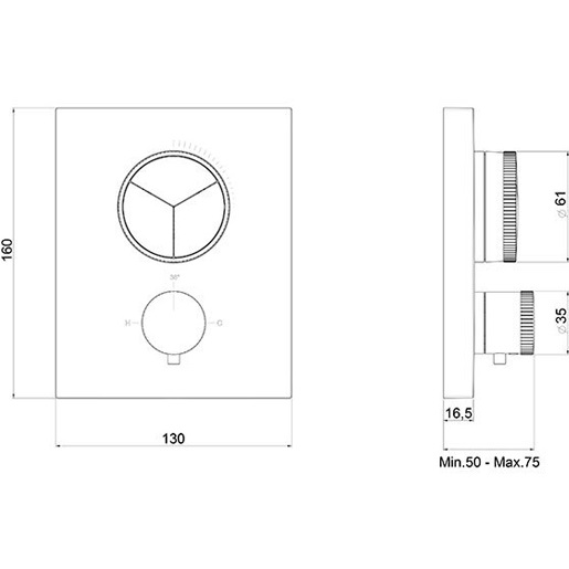 Смеситель для душа встраиваемый Almar Core E176683.HB (латунь брашированная), с термостатом