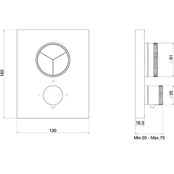 Смеситель для душа встраиваемый Almar Core E176683.CR (хром), с термостатом