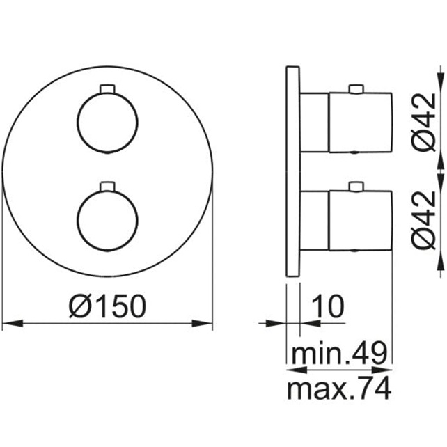 Смеситель для душа встраиваемый Almar Core E176833.MB (черный матовый), с термостатом