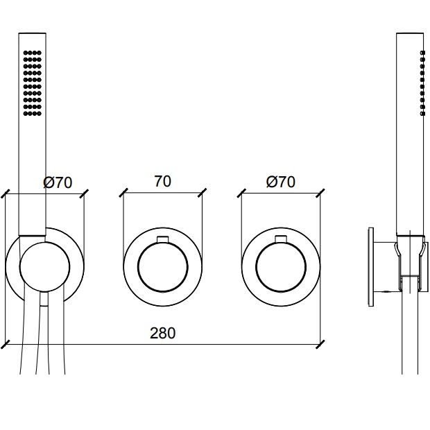 Смеситель для душа встраиваемый Almar E180133.AB316 (черный), с термостатом
