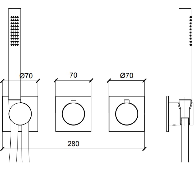 Смеситель для душа встраиваемый Almar E180183.AB316 (черный), с термостатом