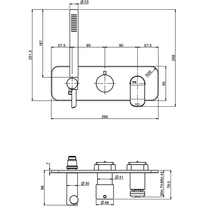 Смеситель для душа встраиваемый Fima Carlo Frattini Flo F3819WX2OR (золотой)
