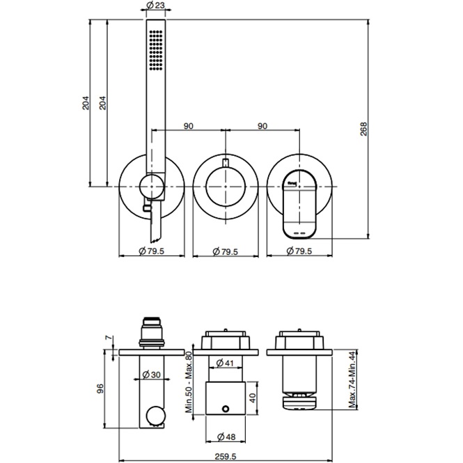 Смеситель для душа встраиваемый Fima Carlo Frattini Flo F3819WX8OR (золотой)
