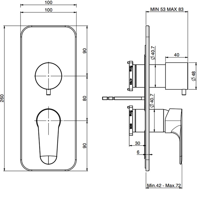 Смеситель для душа встраиваемый Fima Carlo Frattini Serie 4 F3839X6CR (хром)