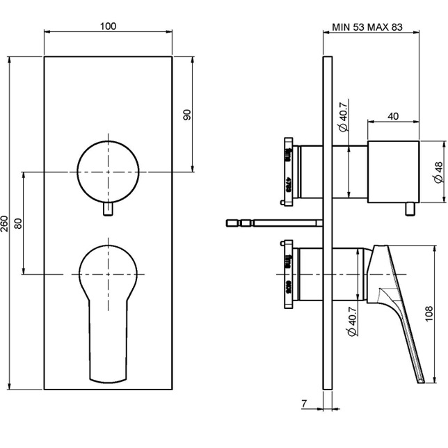 Смеситель для душа встраиваемый Fima Carlo Frattini Serie 4 F3769X6CR (хром)