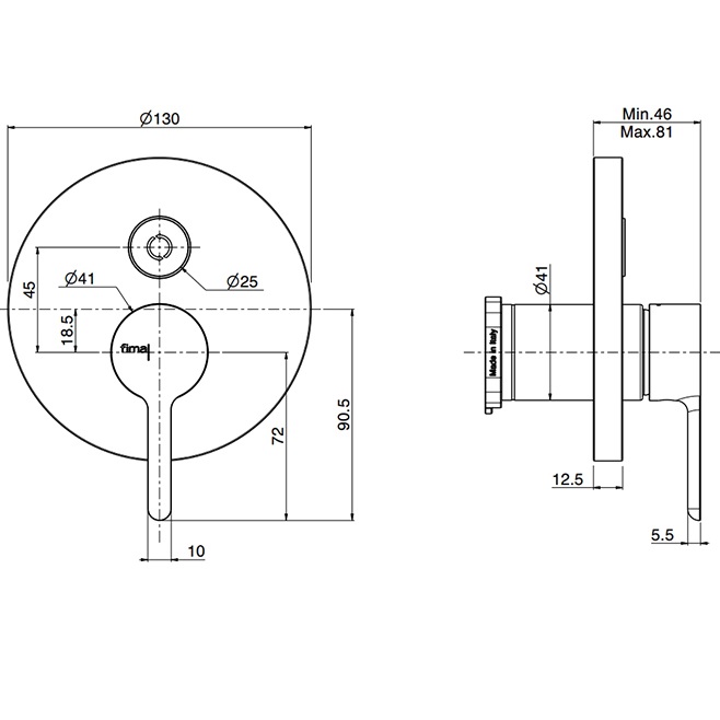 Смеситель для душа встраиваемый Fima Carlo Frattini Snap F3119E1NS (черный матовый)