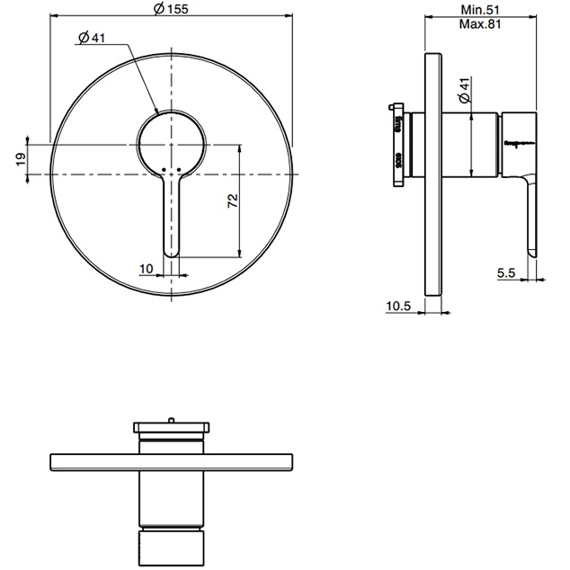 Смеситель для душа встраиваемый Fima Carlo Frattini Snap F3119X1CR (хром)