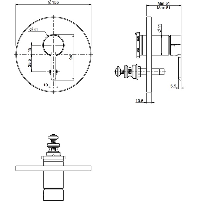 Смеситель для душа встраиваемый Fima Carlo Frattini Snap F3119X2NS (черный матовый)
